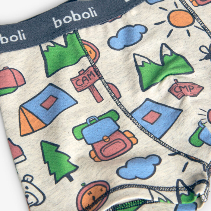detail Sada 3 chlapeckých pletených boxerek s potiskem v červené, modré a dalších barvá BOBOLI