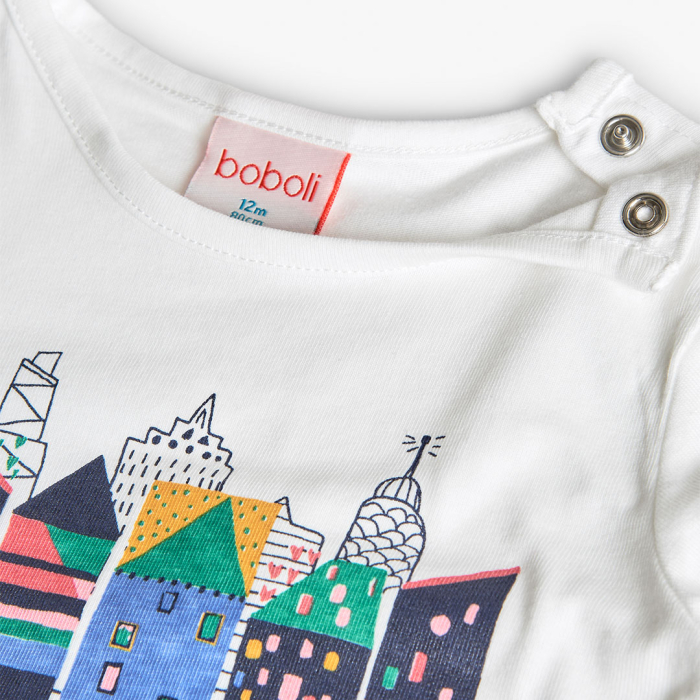 detail Dívčí bílé tričko s potiskem města „Bright City“ BOBOLI
