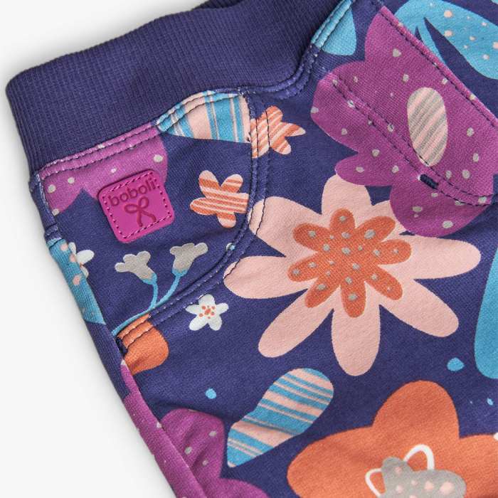 detail Dívčí barevné legíny s květinovým vzorem a pružným pasem BOBOLI