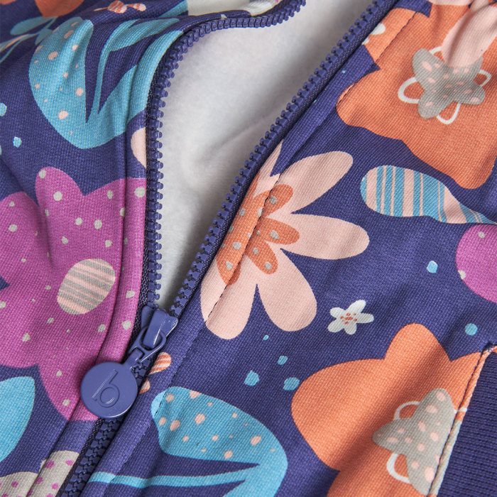 detail Dívčí barevná mikina s květinovým vzorem a odepínací kapucí BOBOLI