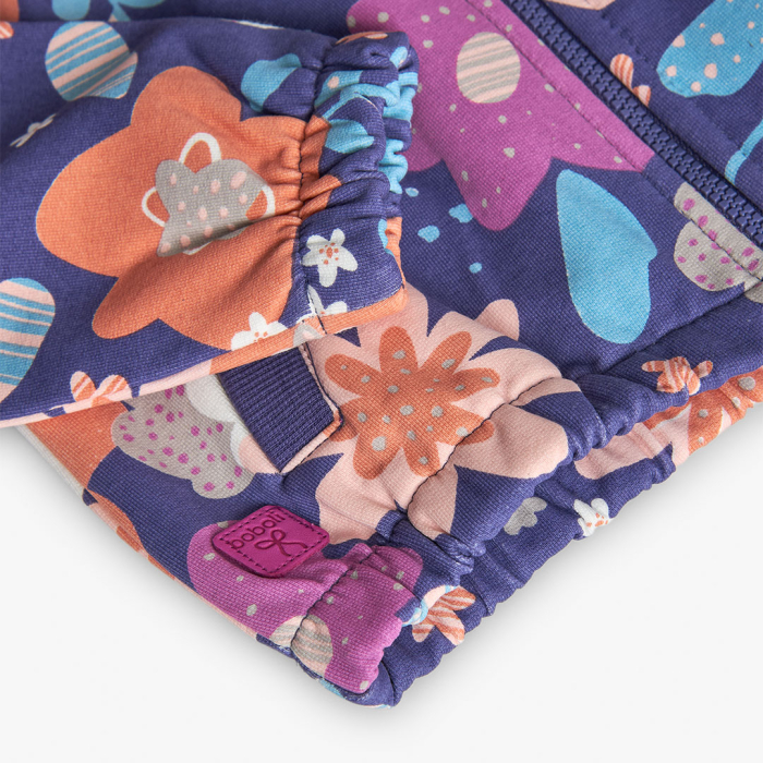 detail Dívčí barevná mikina s květinovým vzorem a odepínací kapucí BOBOLI