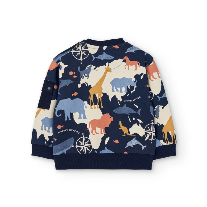 detail Chlapecká mikina s potiskem zvířat a mapy BOBOLI