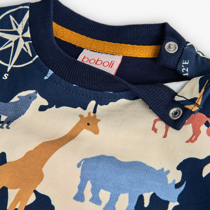 detail Chlapecká mikina s potiskem zvířat a mapy BOBOLI