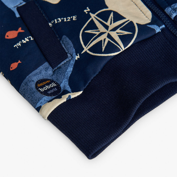 detail Chlapecká mikina na zip s potiskem zvířat a odepínací kapucí BOBOLI