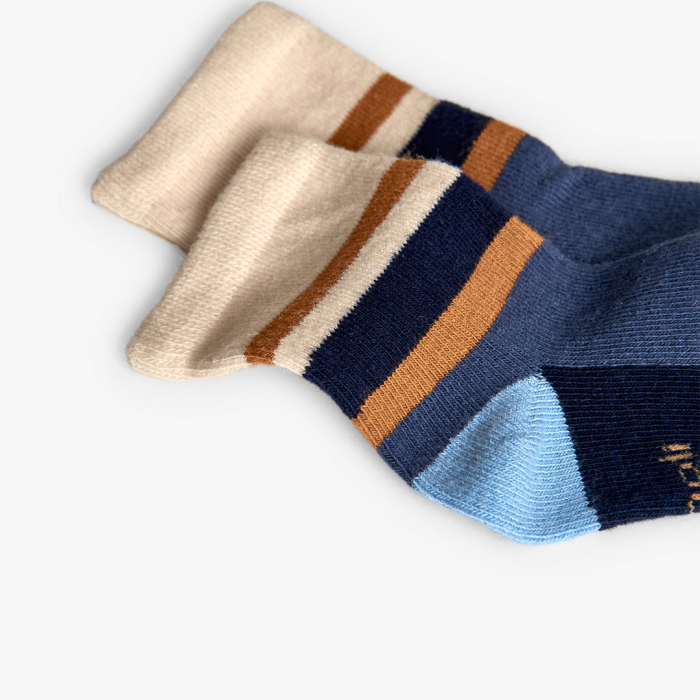 detail Chlapecké ponožky 3 páry s motivem zvířátek a pruhů BOBOLI