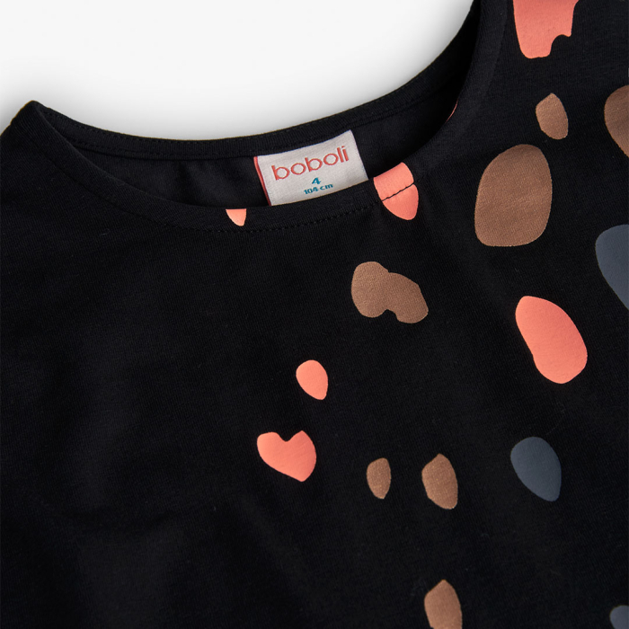 detail Dívčí bavlněné tričko s dlouhým rukávem a metalickým potiskem kapek BOBOLI