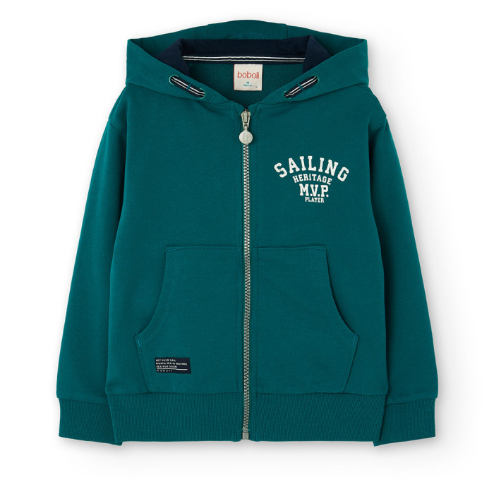 detail Chlapecká mikina na zip s kapucí a potiskem Sailing BOBOLI