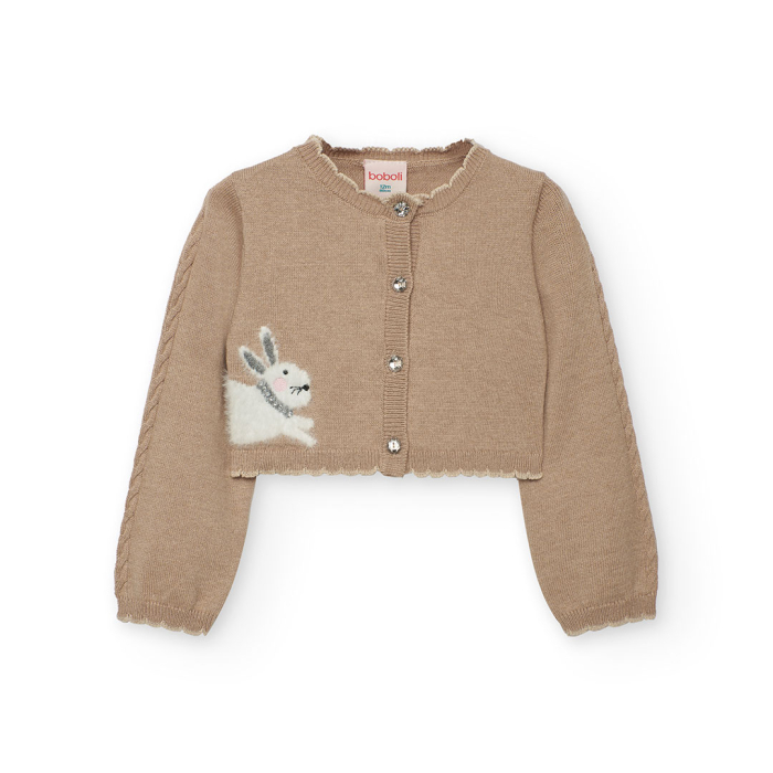 detail Dívčí bolerkový svetřík s králíčkem, ideální k šatům BOBOLI