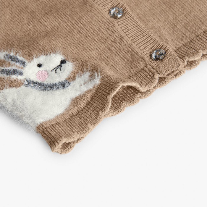 detail Dívčí bolerkový svetřík s králíčkem, ideální k šatům BOBOLI