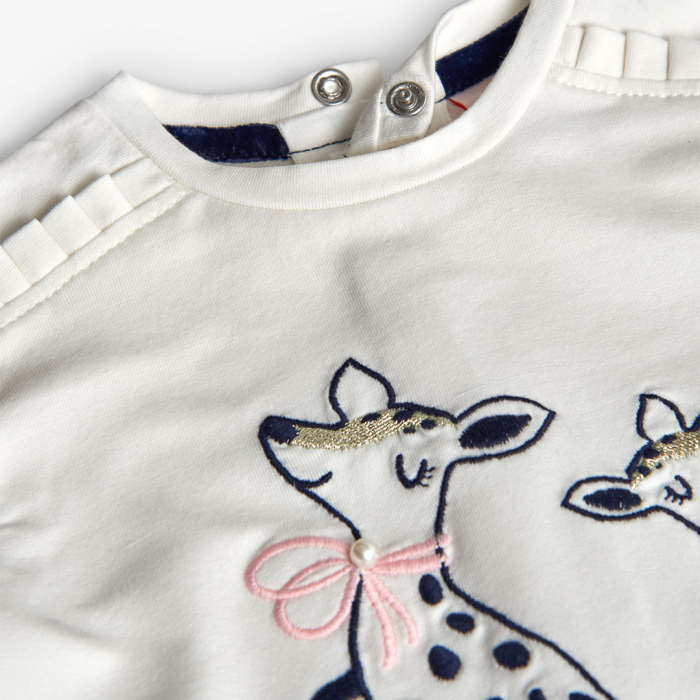 detail Bílé dívčí tričko s motivem srnek BOBOLI