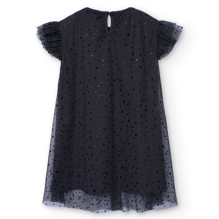 detail Dívčí tylové šaty s puntíky – tmavě modré BOBOLI