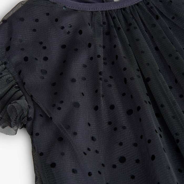 detail Dívčí tylové šaty s puntíky – tmavě modré BOBOLI