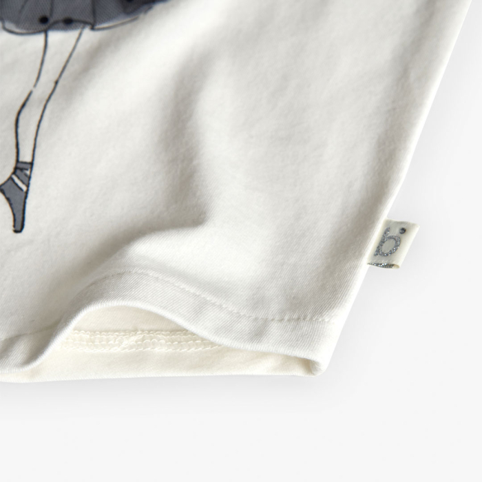 detail Dívčí tričko s motivem baletky a tylovou sukní – bílé BOBOLI