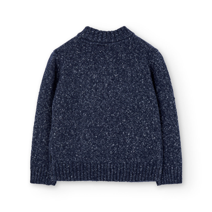 detail Chlapecký pletený svetr na zip – tmavě modrý BOBOLI