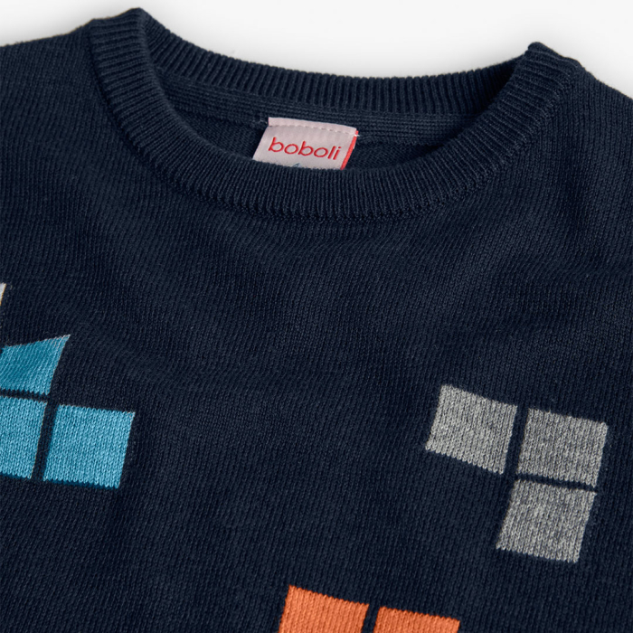 detail Chlapecký svetr s herním vzorem – tmavě modrý BOBOLI
