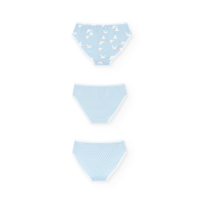 detail Dívčí bavlněné kalhotky – sada 3 kusů ve světle modré barvě BOBOLI