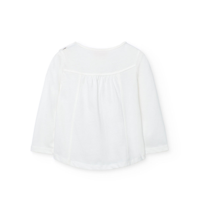 detail Dívčí bavlněné tričko s motivem jelínka a květinovým zdobením. BOBOLI