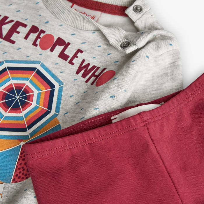 detail Dívčí dvoudílný set mikiny a legín s motivem deště. BOBOLI