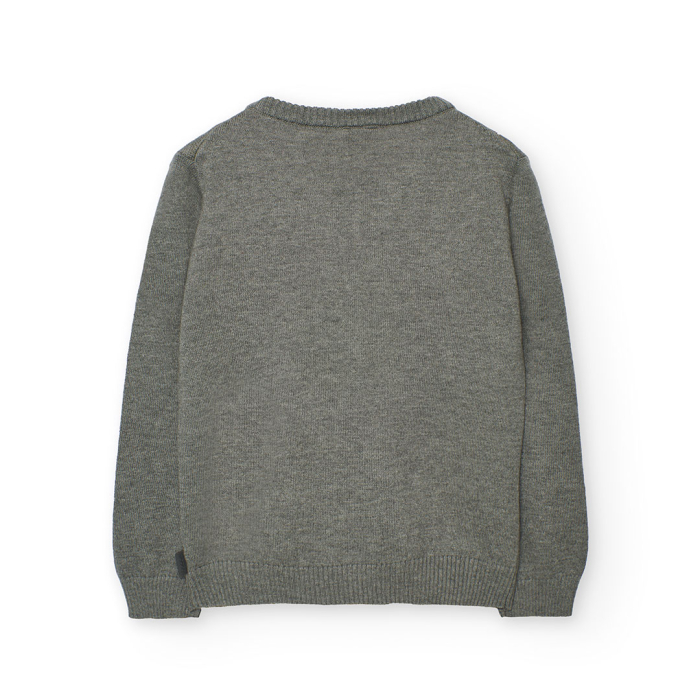 detail Chlapecký svetr s kostkovaným vzorem – šedý BOBOLI