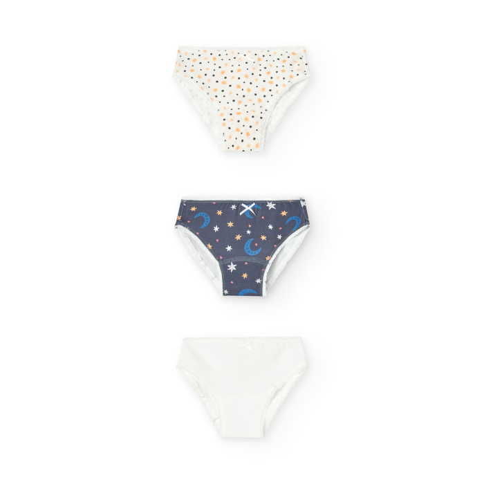 detail Dívčí bavlněné kalhotky – sada 3 kusů s hvězdičkami BOBOLI