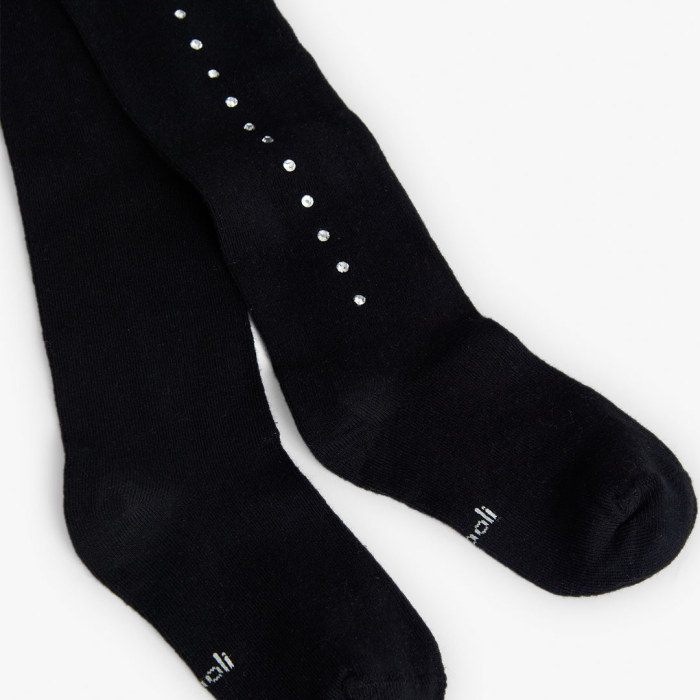 detail Dívčí černé punčocháče s ozdobnými kamínky BOBOLI