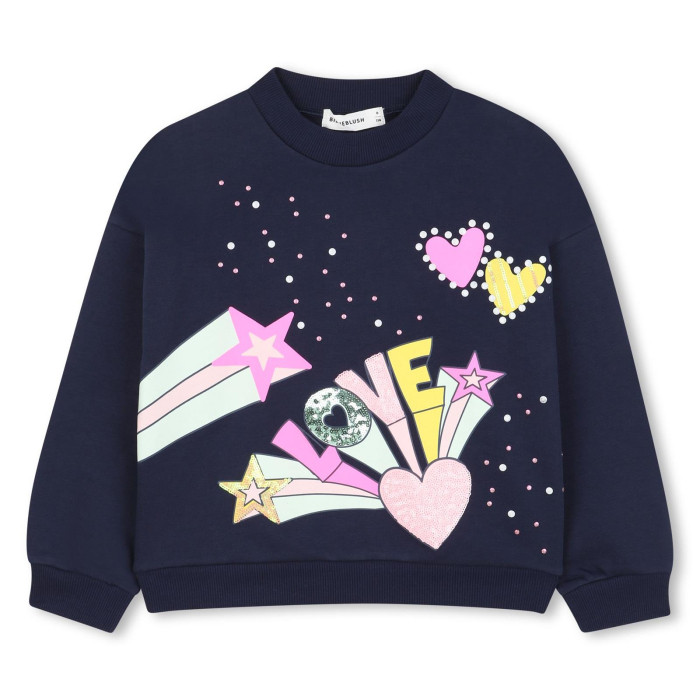 detail Dívčí mikina z french terry s flitry a cvoky BILLIEBLUSH