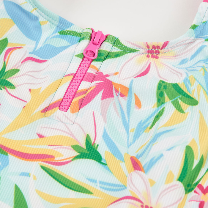 detail Dívčí jednodílné plavky květiny zip BOBOLI