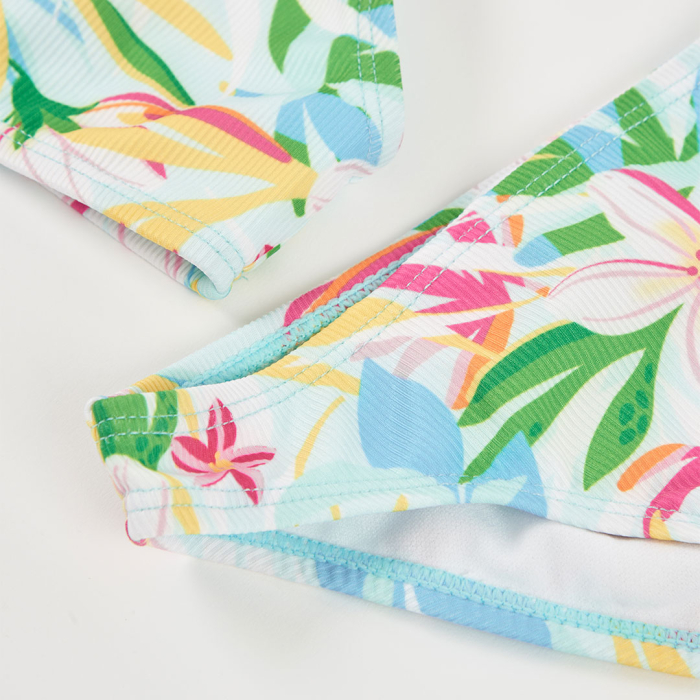 detail Dívčí dvoudílné plavky květiny zip BOBOLI