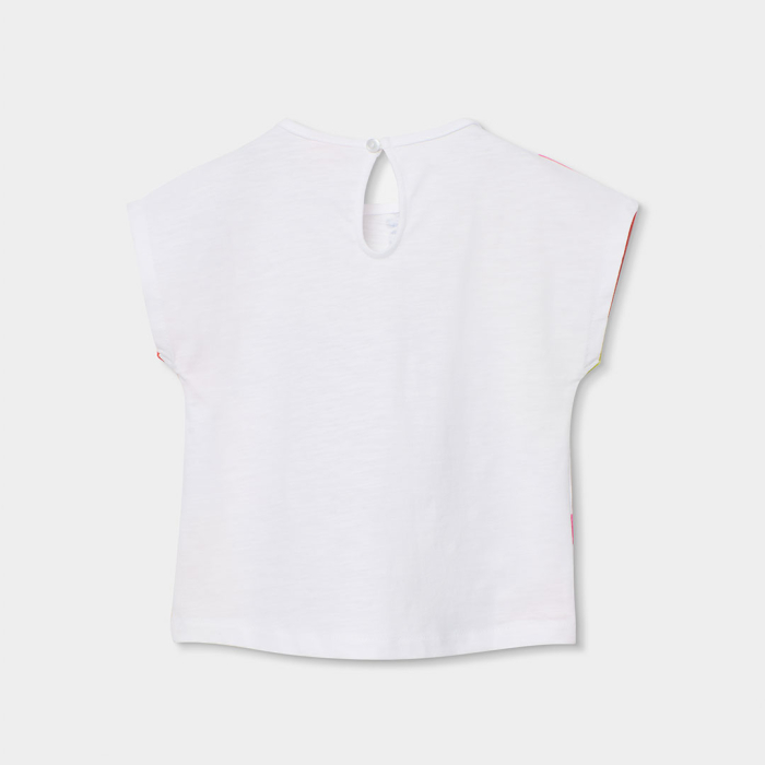 detail Dívčí tričko s barevným ovocným potiskem a nápisem BOBOLI