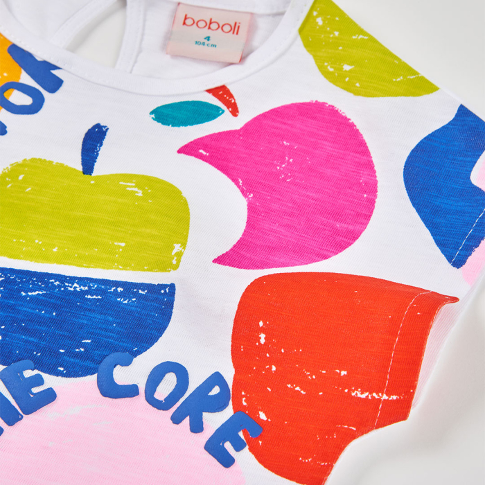 detail Dívčí tričko s barevným ovocným potiskem a nápisem BOBOLI