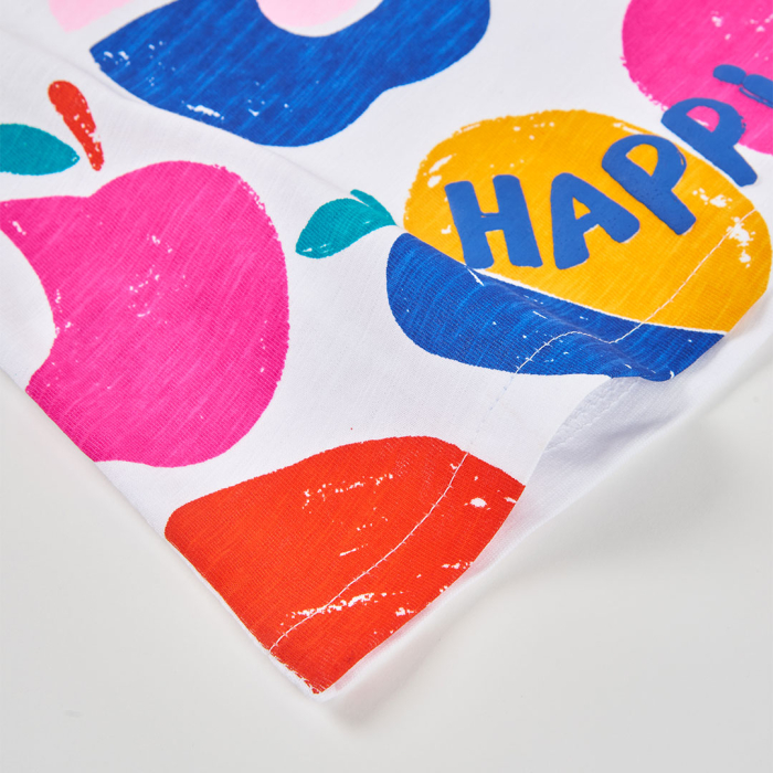 detail Dívčí tričko s barevným ovocným potiskem a nápisem BOBOLI