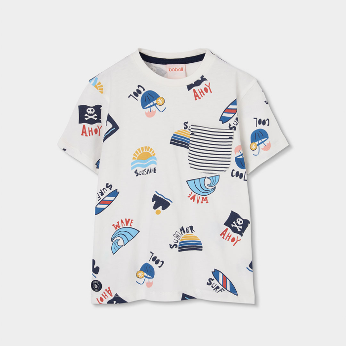 detail Chlapecké tričko s krátkým rukávem lodě a majáky BOBOLI