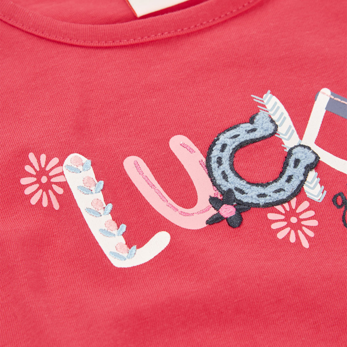 detail Dívčí tričko s nápisem Lucky girl BOBOLI