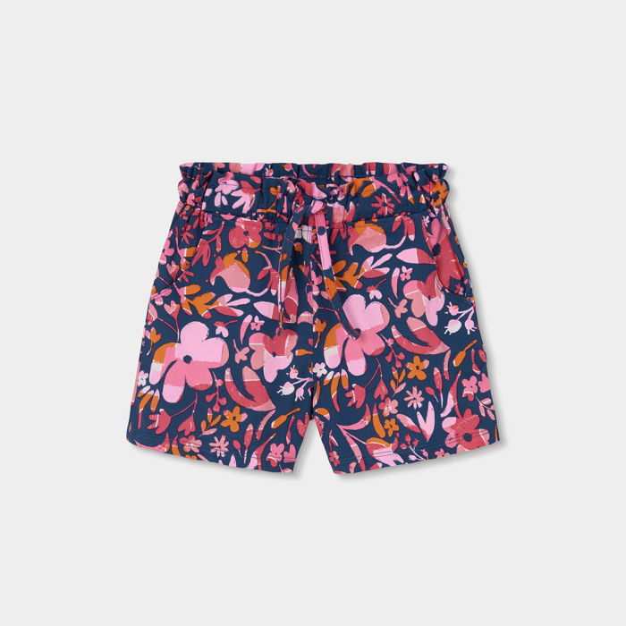 detail Dívčí kraťasy s tmavým květinovým celoplošným potiskem BOBOLI