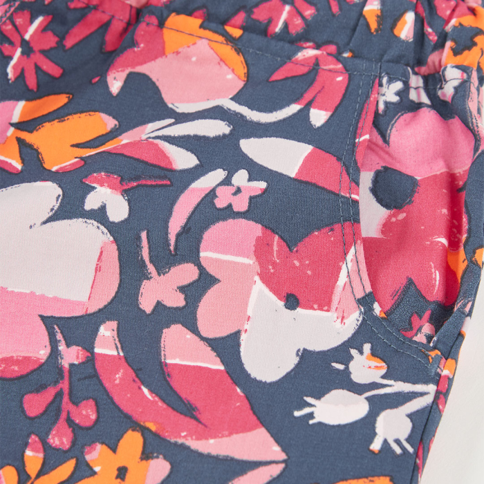 detail Dívčí kraťasy s tmavým květinovým celoplošným potiskem BOBOLI