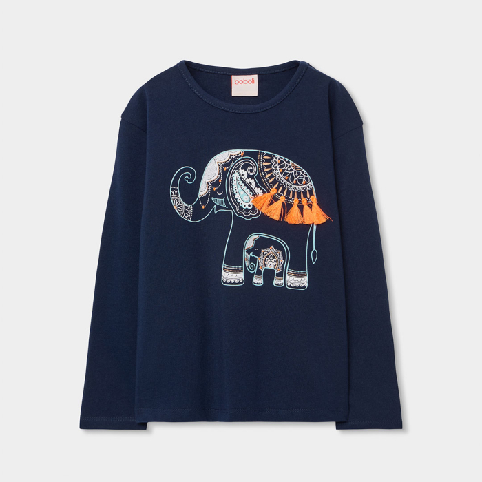 detail Dívčí tričko s motivem slona a výšivkou BOBOLI
