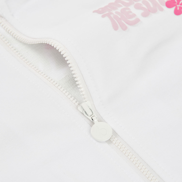 detail Dívčí mikina bílá zip kapuce lehká BOBOLI