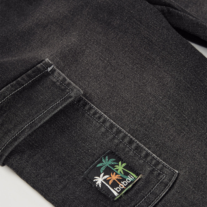 detail Chlapecké džínové kalhoty cargo s nášivkou BOBOLI