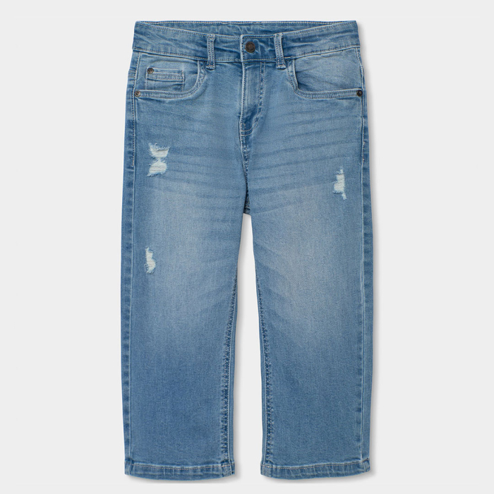 detail Chlapecké džínové kalhoty s efektem opotřebení BOBOLI