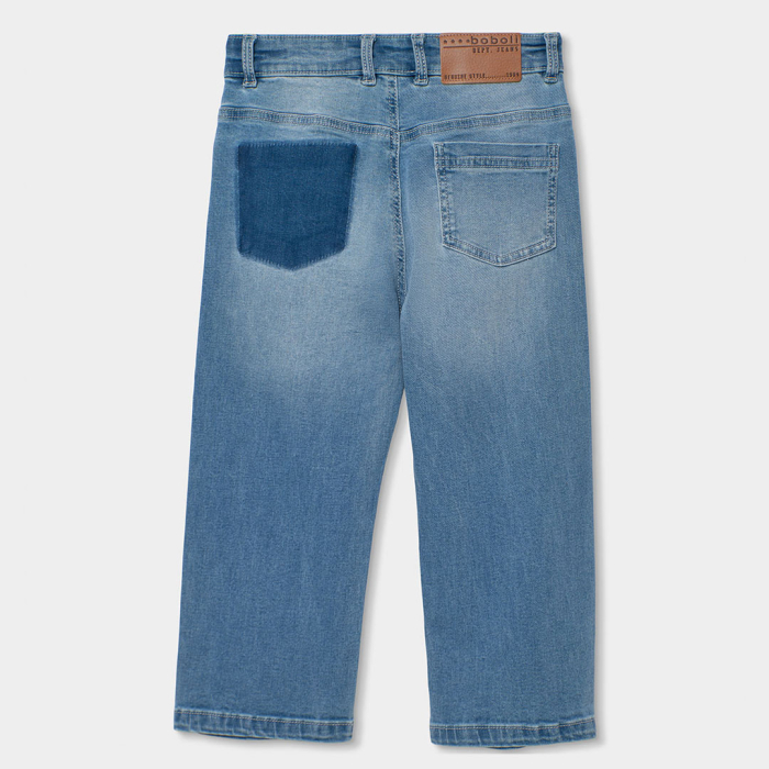 detail Chlapecké džínové kalhoty s efektem opotřebení BOBOLI