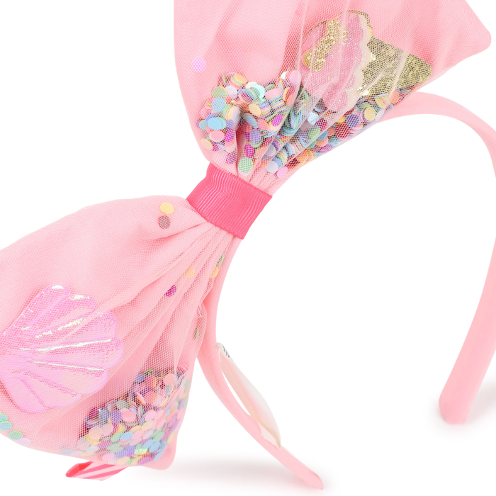 detail Dívčí čelenka do vlasů, XXL mašle BILLIEBLUSH