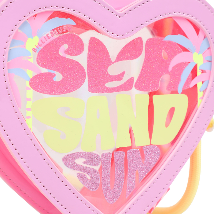detail Dívčí kabelka srdce, , letní motiv, crossbody, růžová, třpytky BILLIEBLUSH
