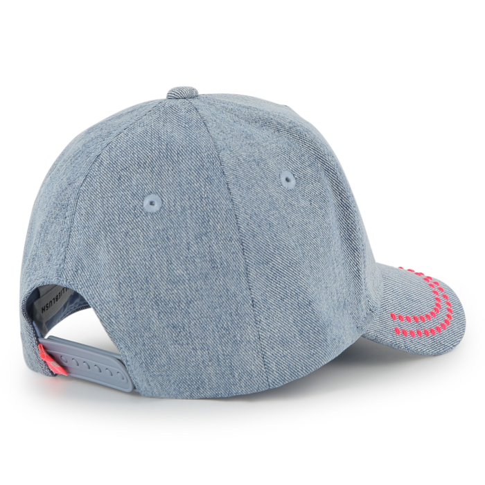 detail Dívčí kšiltovka , džínová čepice, neonové kamínky, denim, výšivka, nastavitelná BILLIEBLUSH