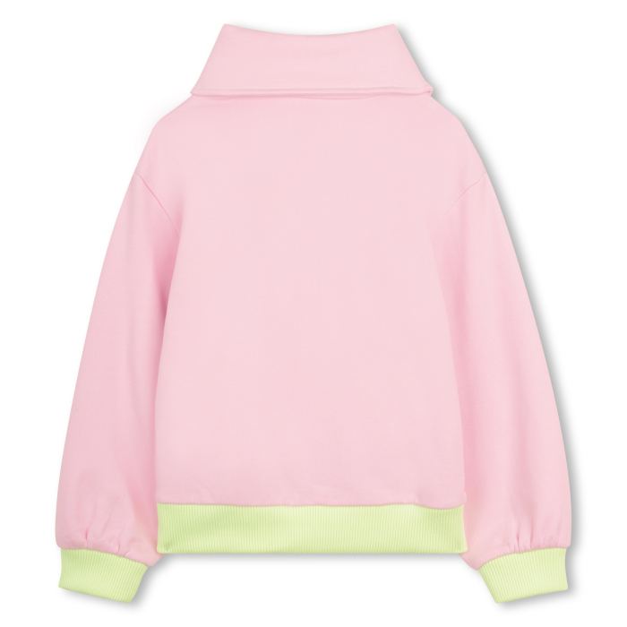 detail Dívčí mikina , na zip, flitry, French terry, růžová, neon BILLIEBLUSH