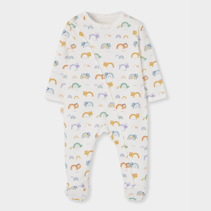 detail Unisex kojenecký overal s duhou – krémový BOBOLI