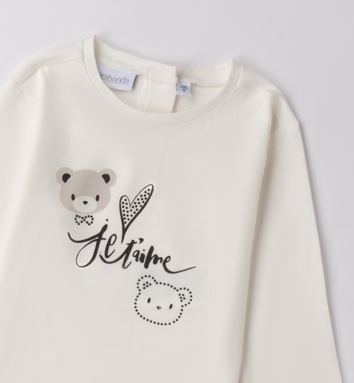 detail Dívčí krémové tričko s potiskem medvídků a srdce SARABANDA