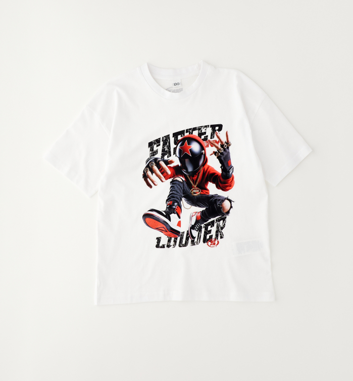 detail Chlapecké tričko s potiskem Skater Rider bílé IDO