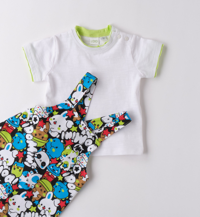 detail Chlapecký set top a overall s barevným potiskem se zvířátky IDO