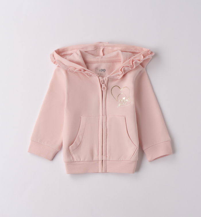 detail Dívčí mikina na zip s nápisem mini girl – růžová IDO