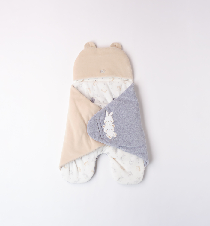 detail Neutrální zavinovačka s potiskem medvídků – béžovo-šedá IDO